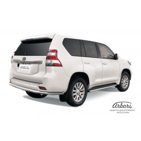 Защита заднего бампера d76/42 двойная Toyota Land Cruiser Prado 150