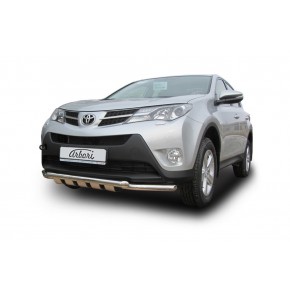 Защита переднего бампера d57/57 с профильной защитой двигателя Toyota RAV4 - 4 поколение