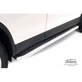 Пороги d57 с листом квинтет черные Toyota RAV4 - 4 поколение
