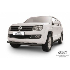 Защита переднего бампера d76 черная Volkswagen Amarok
