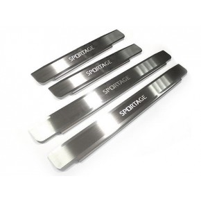 Накладки на внутренние пороги 4шт с рисунком вместо пластика KIA Sportage - 3 поколение