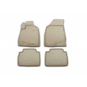 Комплект ковриков в салон (4шт) полиуретан бежевые Toyota Land Cruiser Prado 120