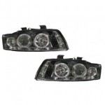 Тюнинг - комплект линзованных фар ангельские глазки хром Audi A4 B6