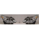 Тюнинг - комплект линзованных фар ангельские глазки с led (светодиоды) хром BMW E60