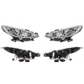 Тюнинг -комплект линзованных фар хром Peugeot 207