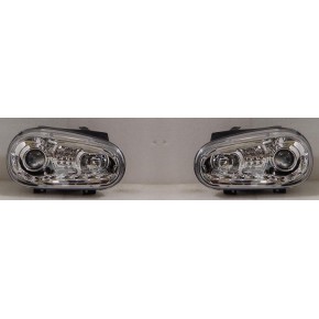 Тюнинг - комплект линзованных фар с led (светодиоды) хром Volkswagen Golf 4