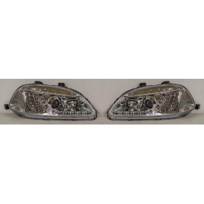 Тюнинг - комплект линзованных фар с led (светодиоды) хром Honda Civic - 6 поколение