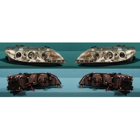 Тюнинг - комплект линзованных фар ангельские глаз с птф с корректором хром (седан) Mazda 6 - 1 поколение