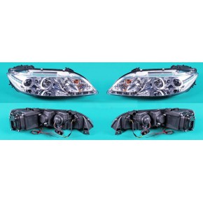 Тюнинг - комплект линзованных фар ангельские глаз с птф хром (седан) Mazda 6 - 1 поколение