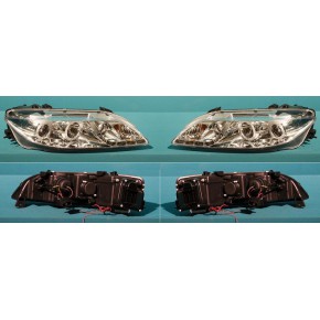 Тюнинг - комплект линзованных фар ангельские глаз с корректором хром (седан) Mazda 6 - 1 поколение