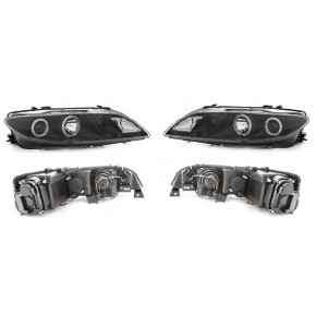 Тюнинг - комплект линзованных фар ангельские глаз с птф под корректор черные (седан) Mazda 6 - 1 поколение