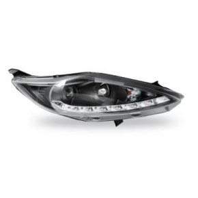 Тюнинг - комплект линзованных фар с led (светодиоды) внутри черные Ford Fiesta - 6 поколение