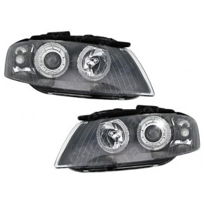 Тюнинг - комплект линзованных фар ангельские глазки Audi A3 8P