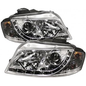 Тюнинг - комплект линзованных фар с дхо Audi A3 8P