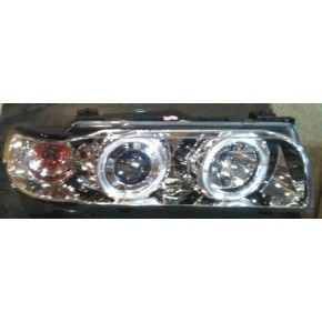 Тюнинг - комплект линзованных фар ангельские глазки хром BMW E38