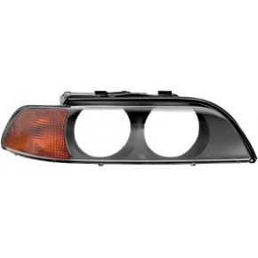 Стекло правой фары с желтым поворотником BMW E39