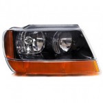 Фара правая механическая c желтым поворотником черная Jeep Grand Cherokee - 2 поколение WJ WG