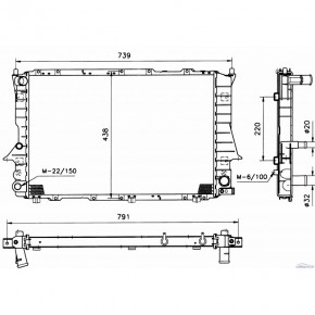 Радиатор охлаждения 2,8 632*410*32 под 4 патрубка Audi 100 C4