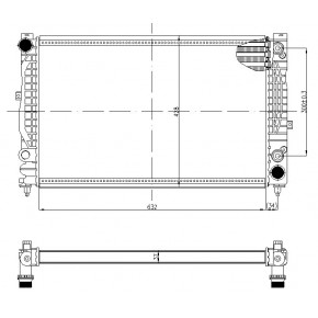 Радиатор охлаждения 2,4i/2,5tdi/2,6/2,8 aт 632x398x32 Audi A4 B5