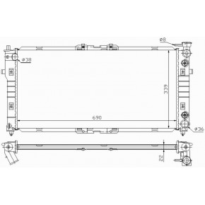 Радиатор охлаждения двигателя 690 x 339 x 22 1,8/2,0 aкпп Mazda 626 GE