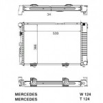 Радиатор охлаждения двигателя 200d/200td/205d/250td Mercedes W124  E124