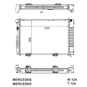 Радиатор охлаждения двигателя 200d/200td/205d/250td Mercedes W124  E124
