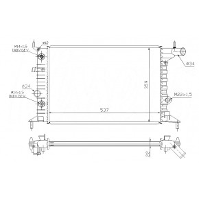 Радиатор охлаждения двигателя 1,6/ 1,6i/ 1,6i 16v/1,8i 16v/ 2,0i/ 2,0i 16v aкпп один датчик Opel Vectra B