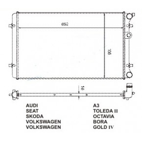 Радиатор охлаждения двигателя мкпп 1.4/1.6/1.8/1.9sdi/1.9tdi/2.0/2.3 Volkswagen Golf 4