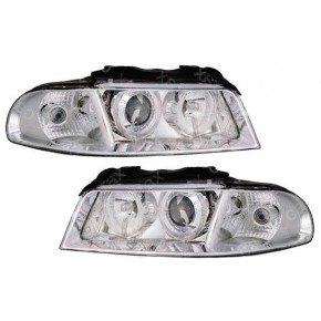 Тюнинг - комплект линзованных фар с ксеноном ангельские глазки Audi A4 B5