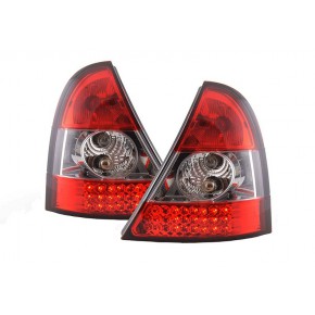 Фонарь задний л+п (комплект) led, красно-белые, прозрачные (хэтчбэк) Renault Clio - 2 поколение