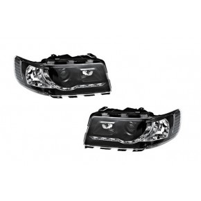 Тюнинг - комплект фар (л+п) электрические без мотора с led прозрачно-чёрные (h1+h1) Audi 100 C4