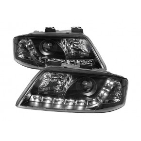 Тюнинг - комплект фар (л+п) прозрачно-чёрные (седан) Audi A6 C5