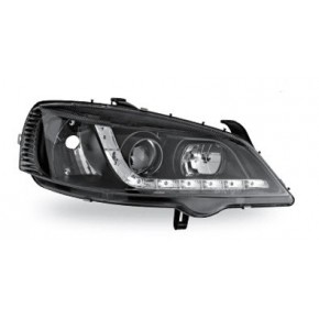 Тюнинг - комплект линзованных фар с led (светодиоды) внутри черные Opel Astra G
