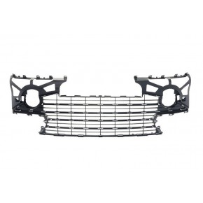 Решётка в передний бампер с отверстиями под накладки чёрная Peugeot 307