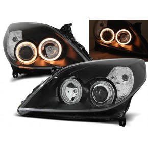 Комплект фар под корректор линзованная с 2 светящ ободк внутри черн Opel Vectra С SIGNUM