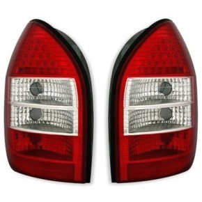 Задний фонарь внешний л+п (комплект) с led (светодиоды) габарит прозрачный хрустальный красно - белый Opel Zafira A