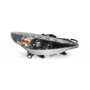 Тюнинг - комплект линзованных фар с led (светодиоды) без противотуманки с регулирующим мотором внутри черные Peugeot 207