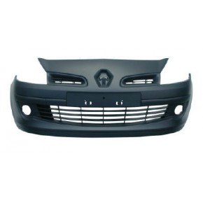 Передний бампер с отверстиями под противотуманки, в сборе грунтованный Renault Clio - 3 поколение