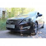 Защита радиатора Hyundai Solaris 2014-2017 black OPTIMAL