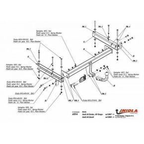 Фаркоп Audi A4 седан/универсал, в т.ч. рестайлинг, исключая S-line 2008-2015, Audi A5 2008- твердое крепление (без электрики)