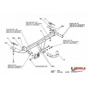 Фаркоп FIAT Panda 2WD 2003-2012 твердое крепление (без электрики)