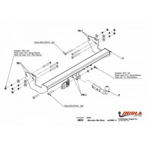 Фаркоп Mercedes Vito 2004-2014, Mercedes Viano 2004-2014, исключая авто с парктроником твердое крепление (без электрики)