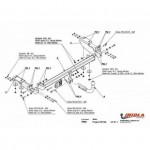 Фаркоп Peugeot 307 хетчбек 2001-2007, Peugeot 308 хетчбек 2007-2012 твердое крепление (без электрики)
