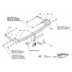 Фаркоп Renault Grand Scenic 2004-2009, Renault Scenic 2003-2009 твердое крепление (без электрики)