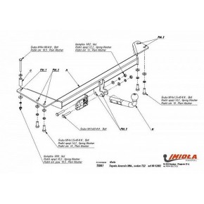 Фаркоп Toyota Avensis лифтбек/седан 1998-2002 твердое крепление (без электрики)