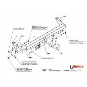 Фаркоп Toyota RAV4 1994-2000 твердое крепление (без электрики)