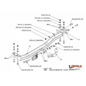 Фаркоп Toyota Yaris хетчбек 3/5 дверей 1999-2005, Toyota Vitz 1999-2005, Toyota Echo 1999-2005 твердое крепление (без электрики)