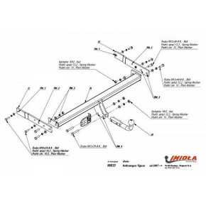 Фаркоп Volkswagen Tiguan 2007-2015, Audi Q3 2011- твердое крепление (без электрики)