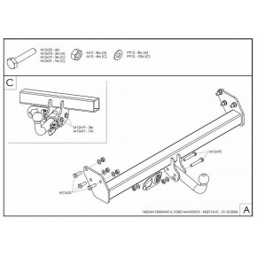 Фаркоп оцинкованный Ford Maverick 1993-2000, Nissan Terrano 1993-2002 твердое крепление (без электрики)