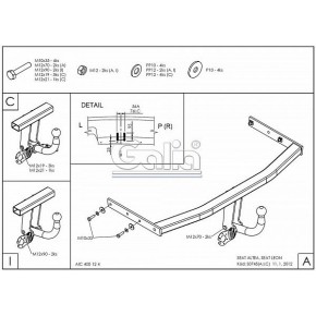 Фаркоп оцинкованный SEAT Altea 2004-, SEAT Leon 2005-2013 твердое крепление (без электрики)